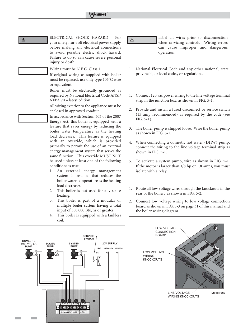 Field wiring, Installation must comply with, Line voltage connections | Low voltage connections | Lochinvar Outdoor Knight Boiler 151-286 User Manual | Page 28 / 56