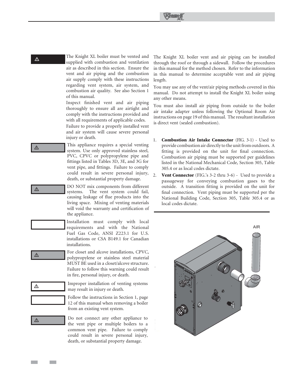 General, Venting, Install vent and combustion air piping | Lochinvar Commercial Soiler 400-801 User Manual | Page 16 / 80