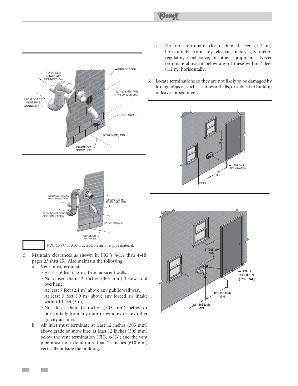 Sidewall direct, Venting, Vent/air termination – sidewall | Installation & operation manual | Lochinvar Commercial Soiler 400-801 User Manual | Page 24 / 80