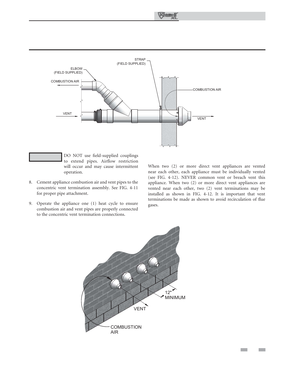 Sidewall direct venting | Lochinvar Commercial Soiler 400-801 User Manual | Page 29 / 80