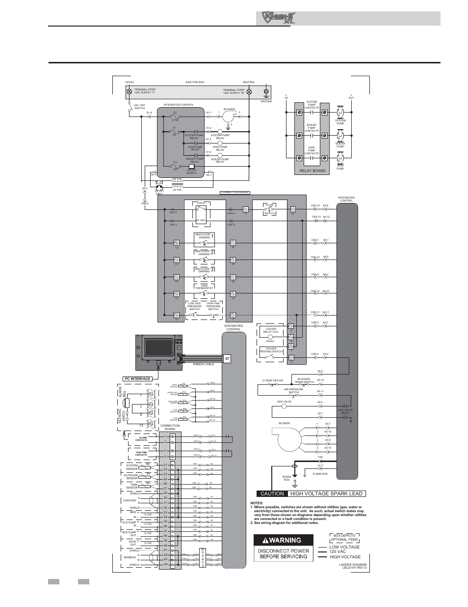 Diagrams, Installation & operation manual, Figure 13-2 ladder diagram | Caution high voltage spark lead | Lochinvar Commercial Soiler 400-801 User Manual | Page 78 / 80