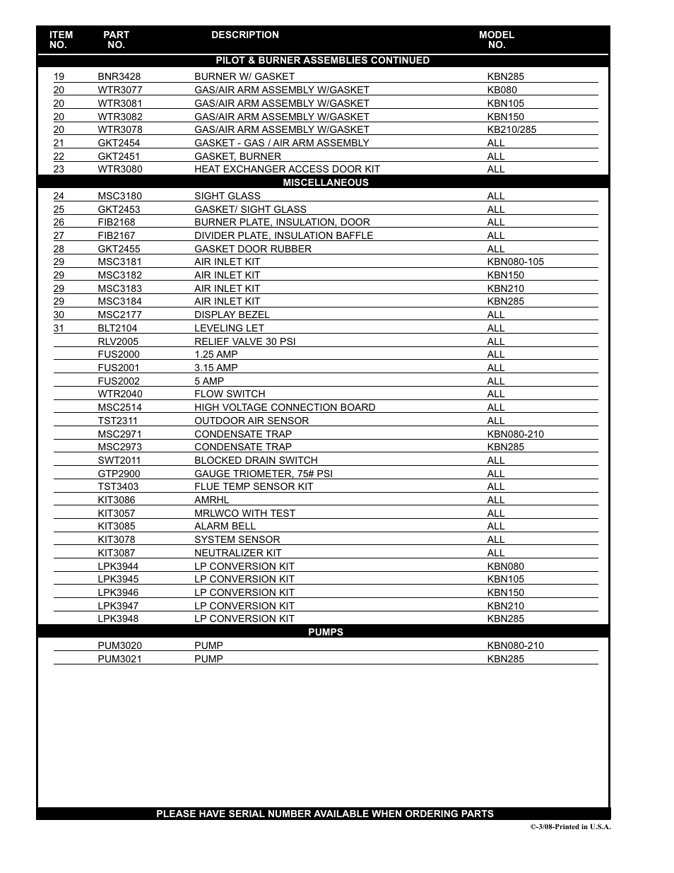 Lochinvar Knight KB 80 thru 285 User Manual | Page 4 / 4