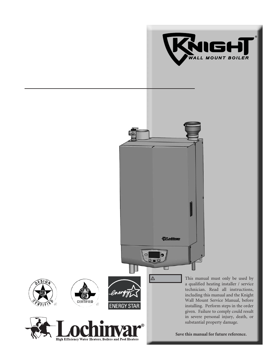 Lochinvar Wall Mount Boiler WH 55-399 User Manual | 80 pages