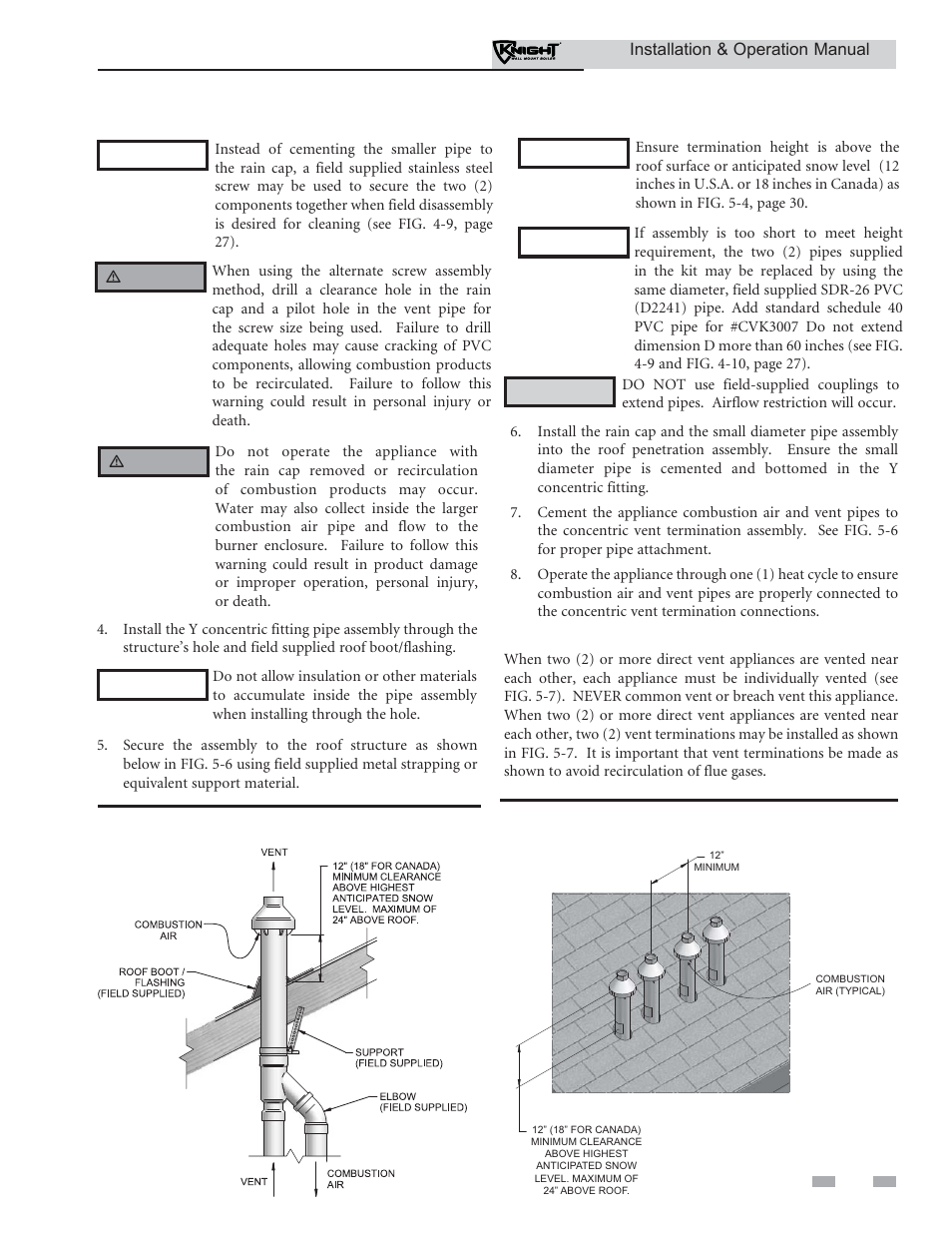 Vertical direct venting | Lochinvar Wall Mount Boiler WH 55-399 User Manual | Page 31 / 80