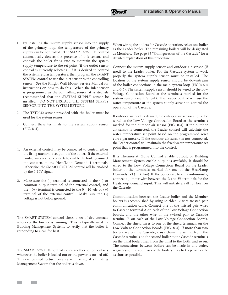 Field wiring | Lochinvar Wall Mount Boiler WH 55-399 User Manual | Page 54 / 80