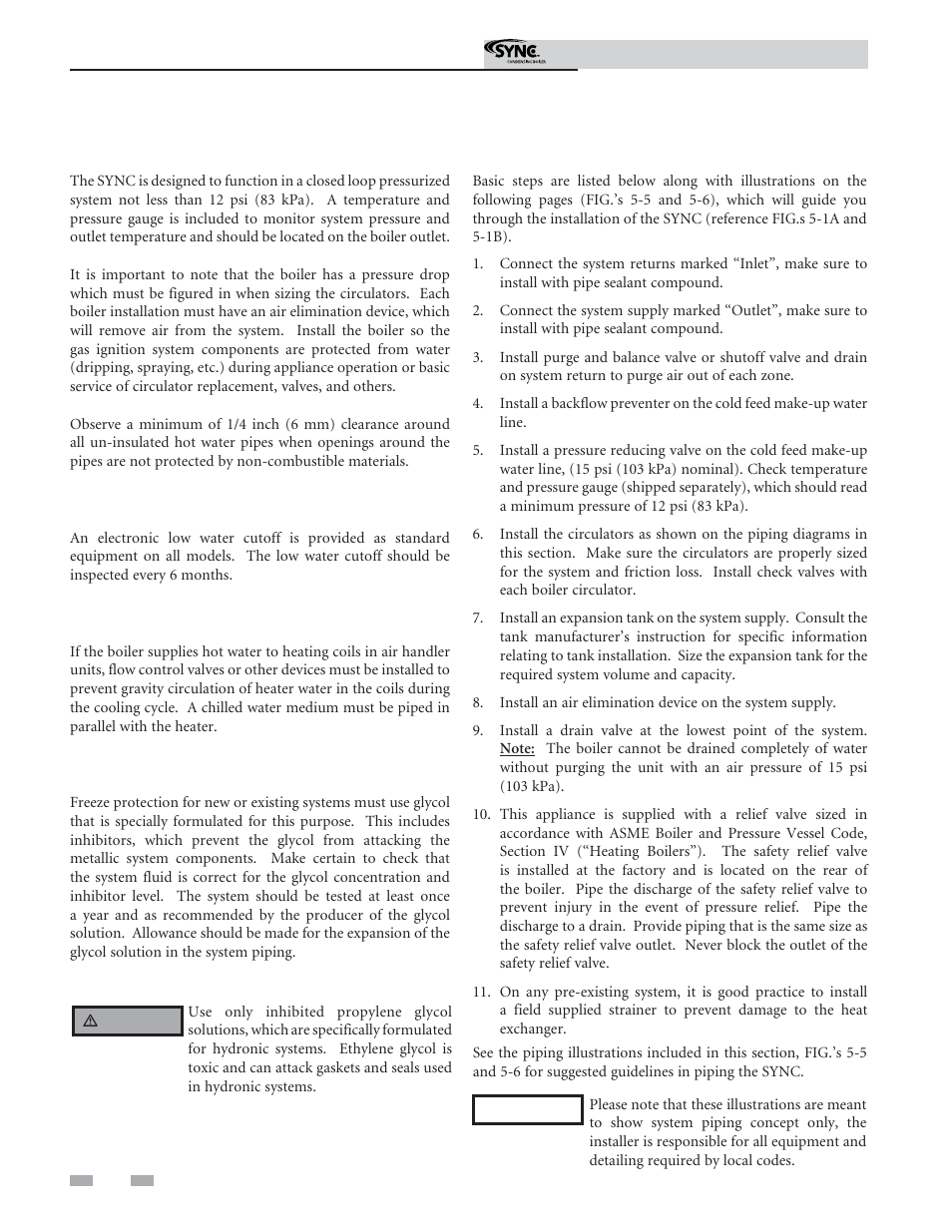 Hydronic piping | Lochinvar Sync Condensing Boiler 1 User Manual | Page 28 / 68