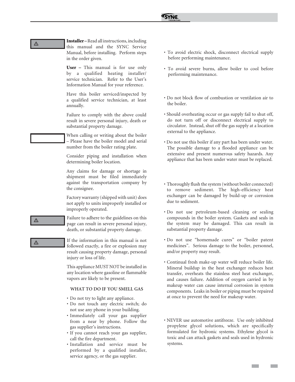 Please read before proceeding | Lochinvar Sync Condensing Boiler 1 User Manual | Page 3 / 68