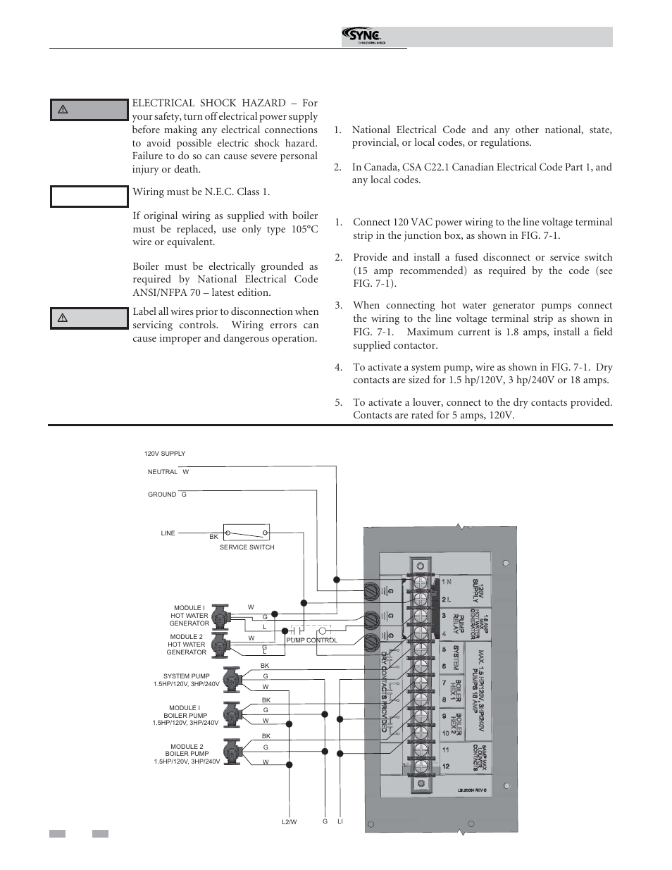 Field wiring, Installation must comply with, Line voltage connections | Installation & operation manual | Lochinvar Sync Condensing Boiler 1 User Manual | Page 38 / 68