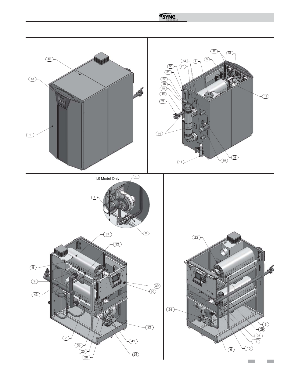 The sync - how it works, Installation & operation manual, Left side (inside unit) | Right side (inside unit), Front view rear view, Continued) | Lochinvar Sync Condensing Boiler 1 User Manual | Page 5 / 68