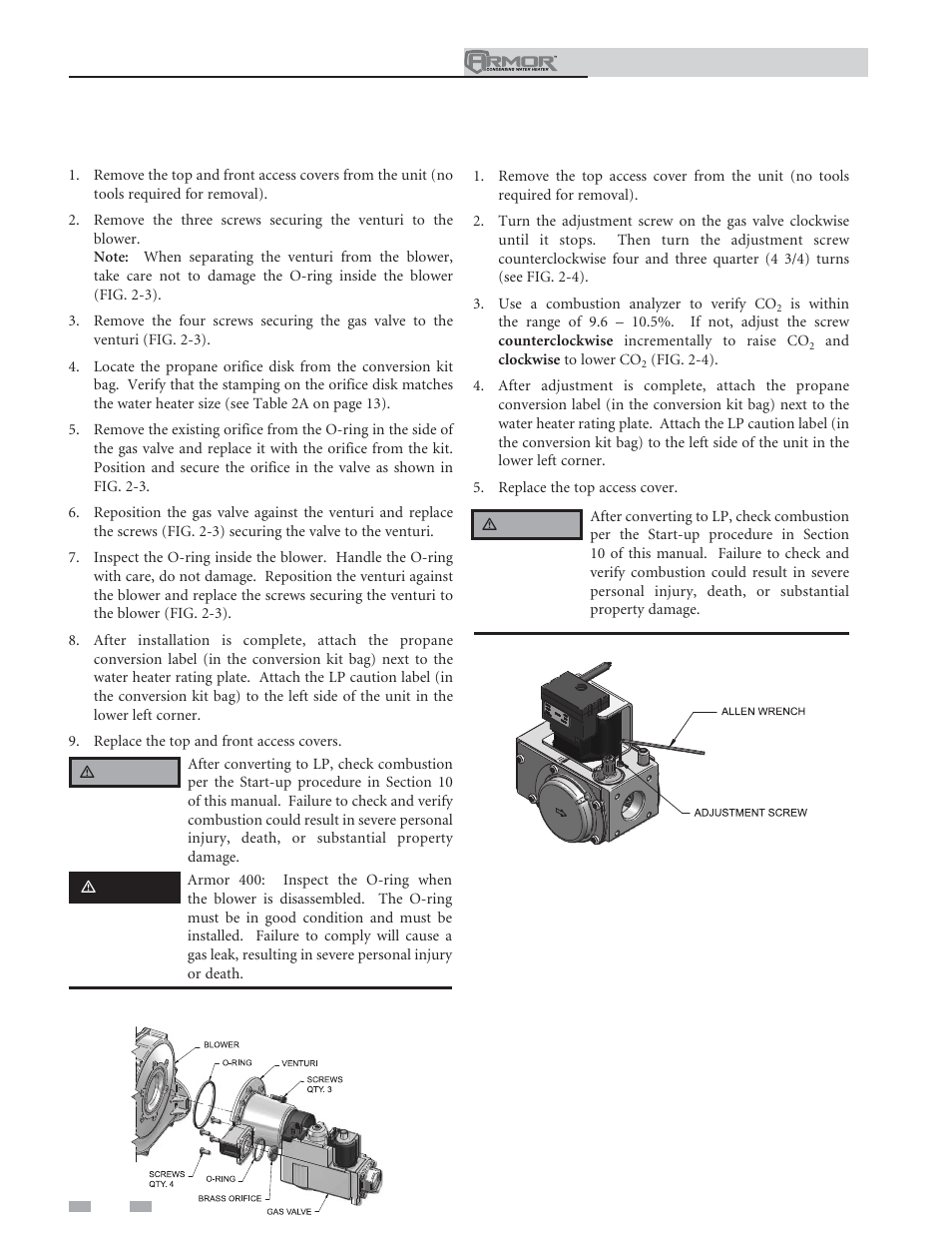 Prepare water heater | Lochinvar ARMOR 151 User Manual | Page 14 / 76