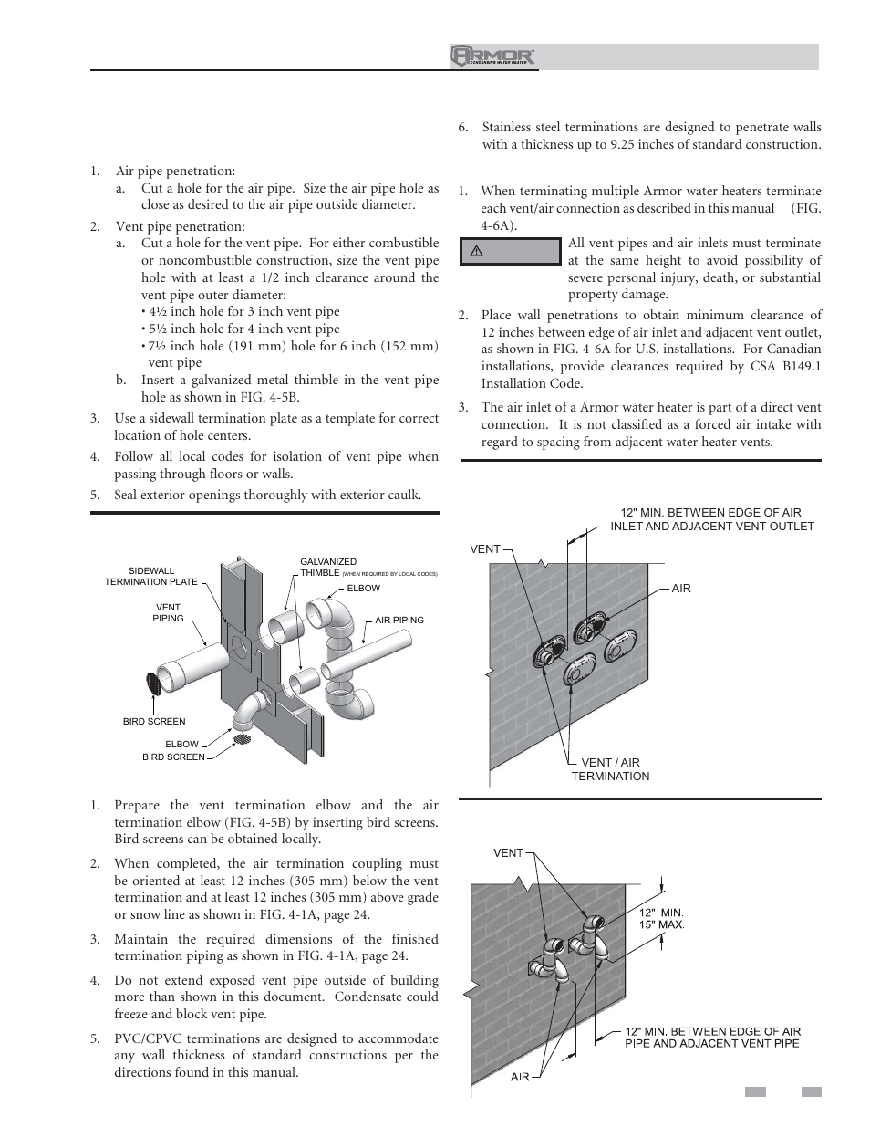 Sidewall direct venting | Lochinvar ARMOR 151 User Manual | Page 27 / 76