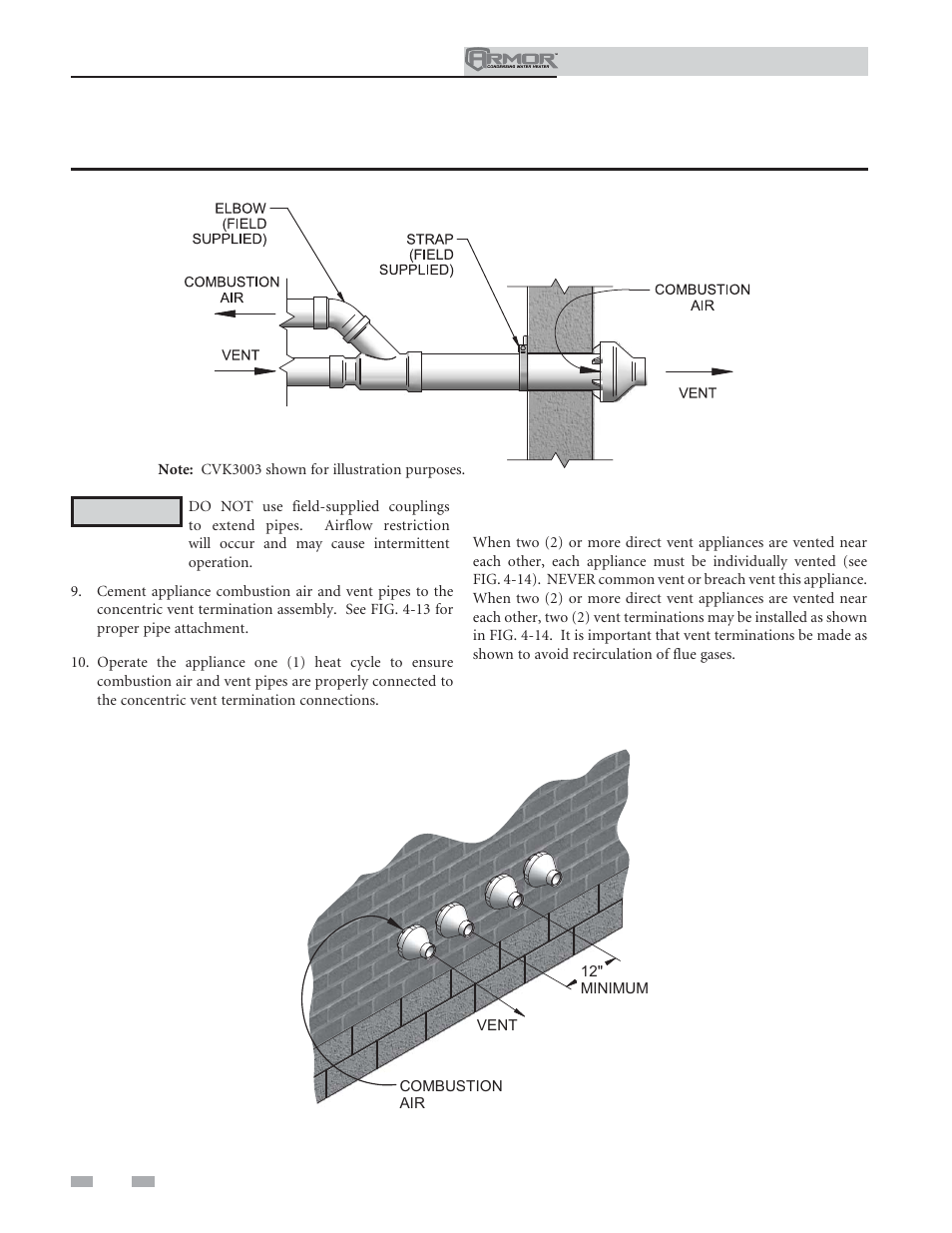 Sidewall direct venting | Lochinvar ARMOR 151 User Manual | Page 30 / 76