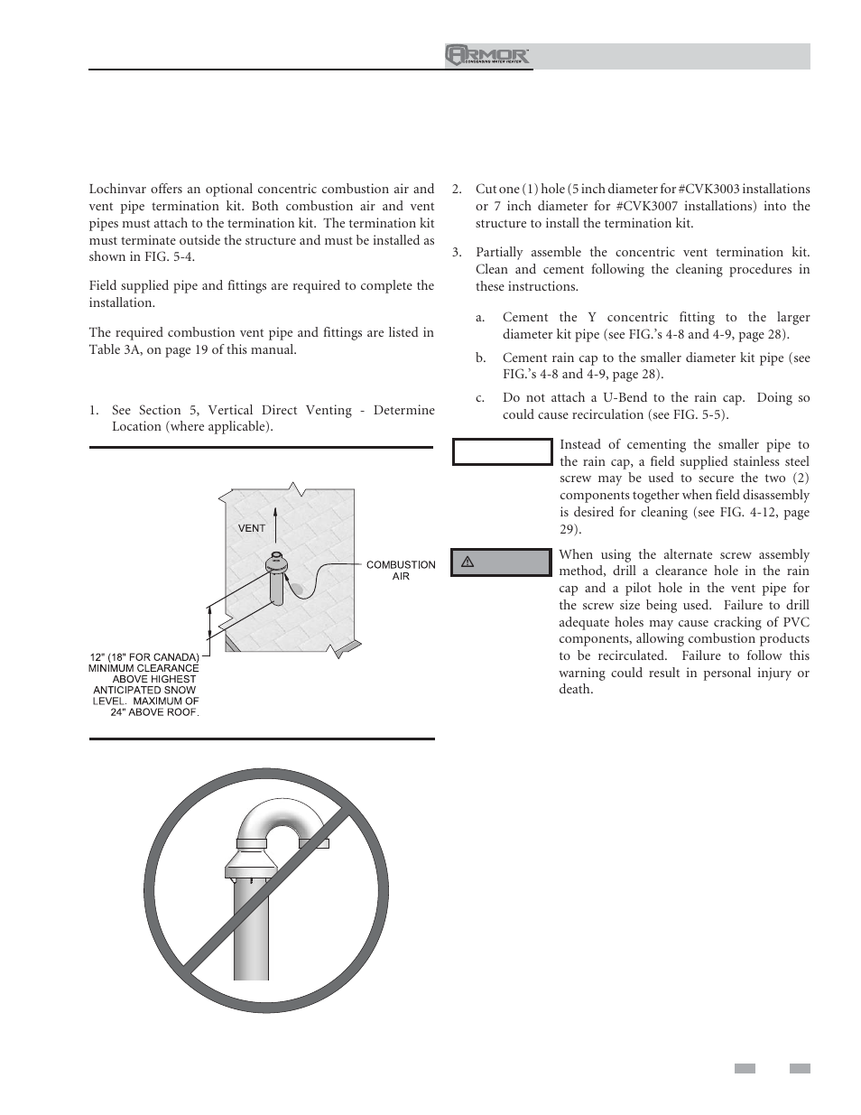 Vertical direct venting | Lochinvar ARMOR 151 User Manual | Page 33 / 76