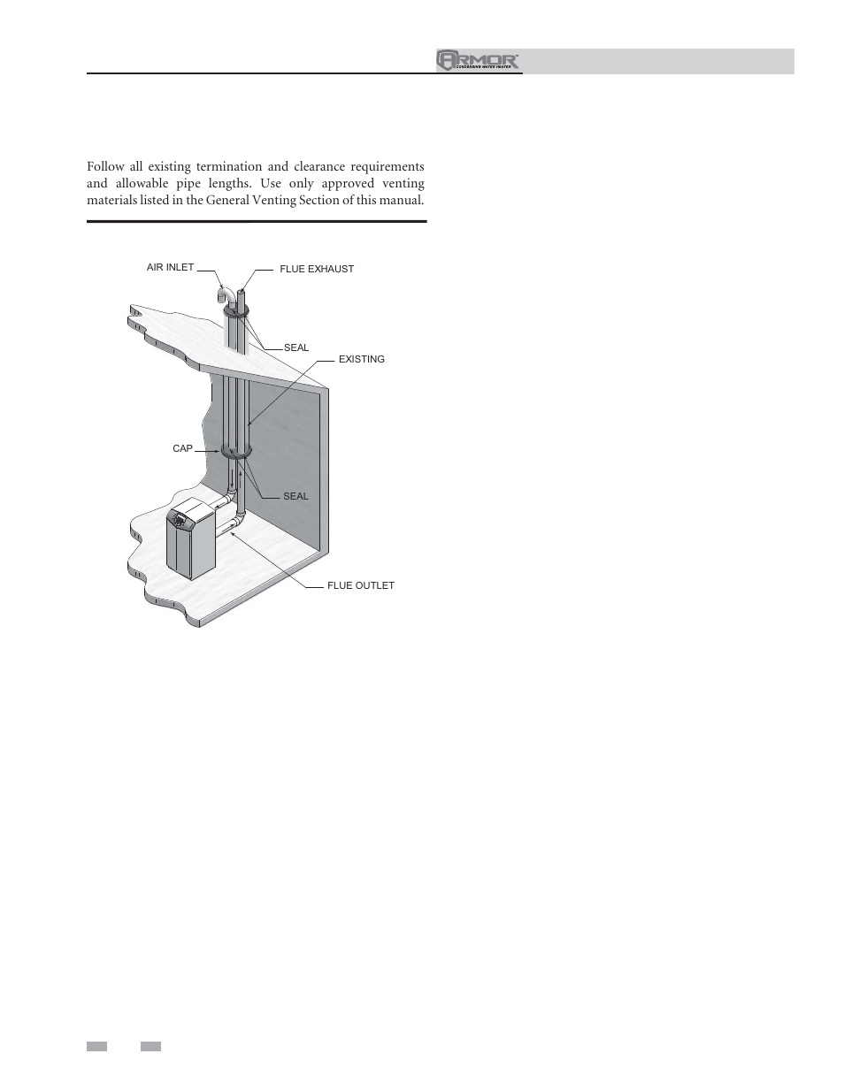 Vertical direct venting | Lochinvar ARMOR 151 User Manual | Page 36 / 76