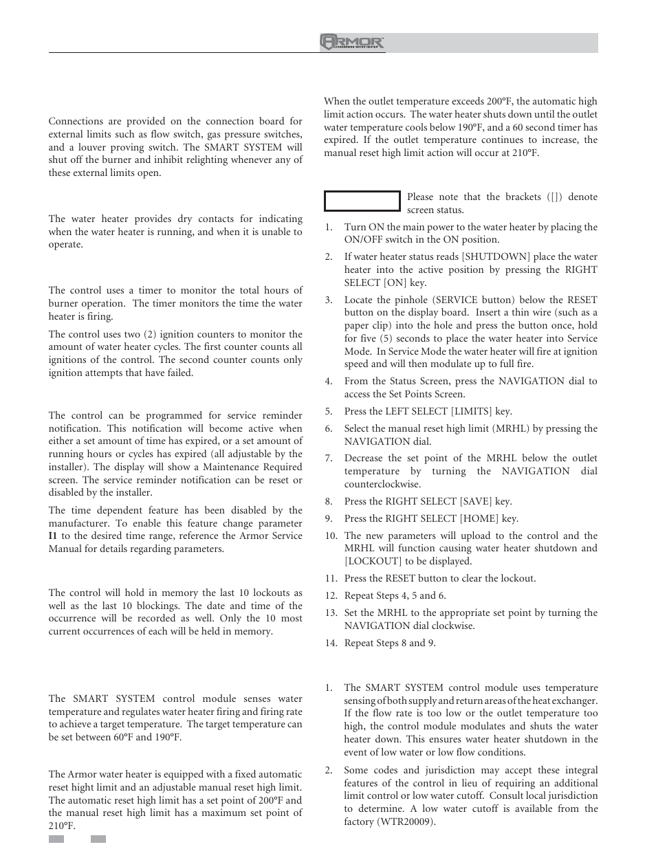 Operating information | Lochinvar ARMOR 151 User Manual | Page 60 / 76