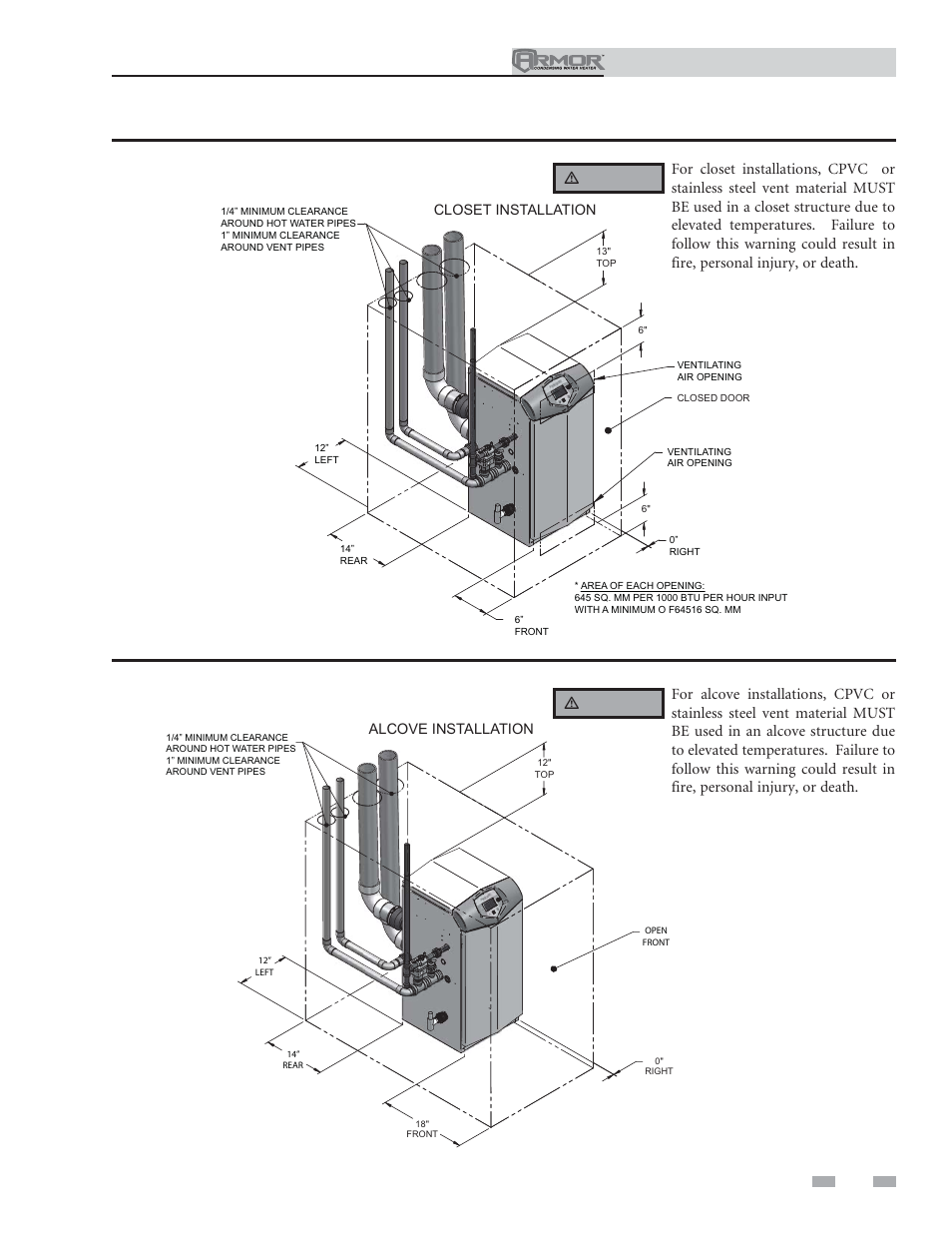 Determine water heater location, Installation & operation manual | Lochinvar ARMOR 151 User Manual | Page 9 / 76