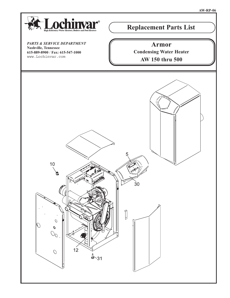 Lochinvar Armor AW 150 thru 500 User Manual | 4 pages