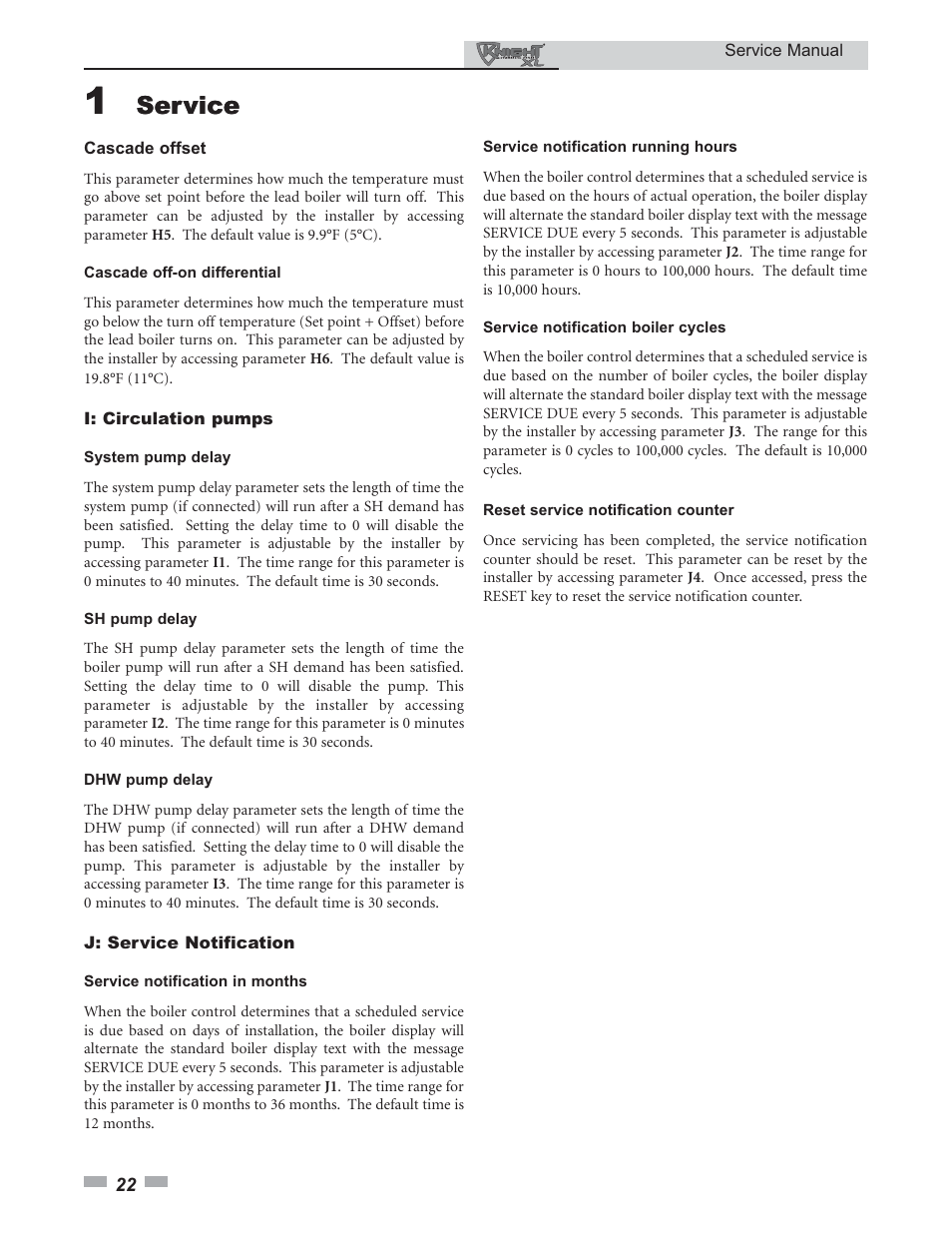 Service | Lochinvar KNIGHT 399 User Manual | Page 22 / 44