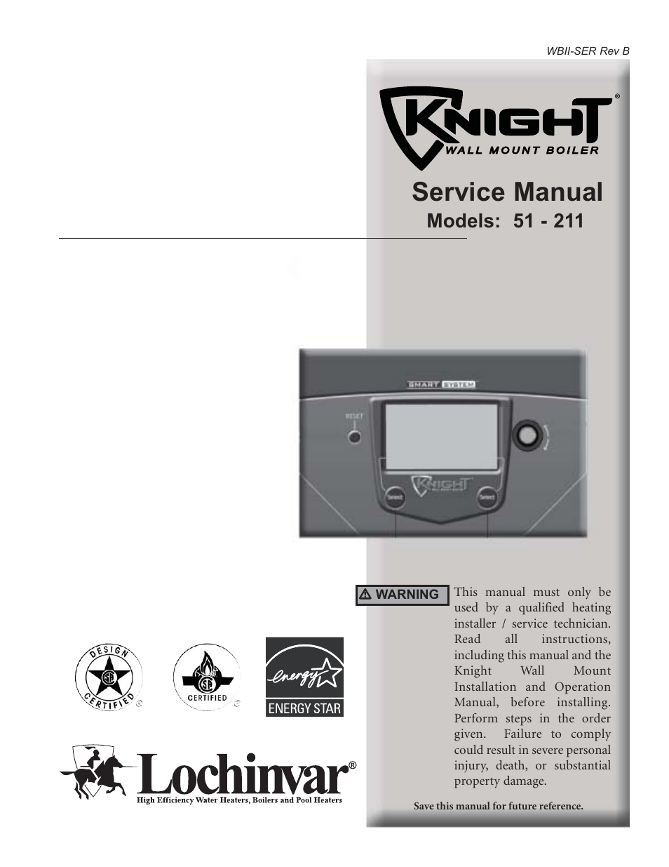 Lochinvar KNIGHT 51-211 User Manual | 48 pages