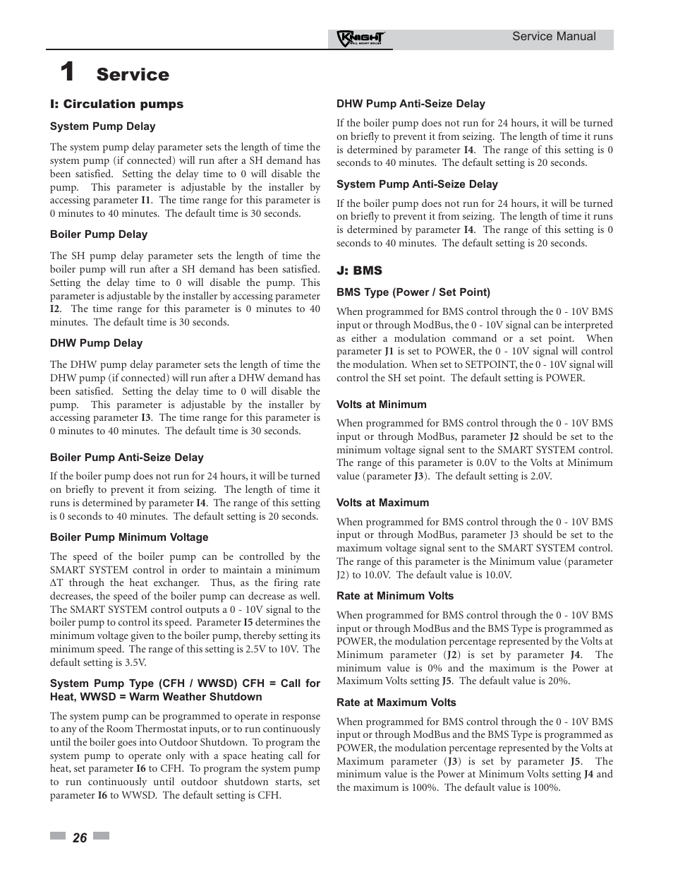 Service | Lochinvar KNIGHT 51-211 User Manual | Page 26 / 48