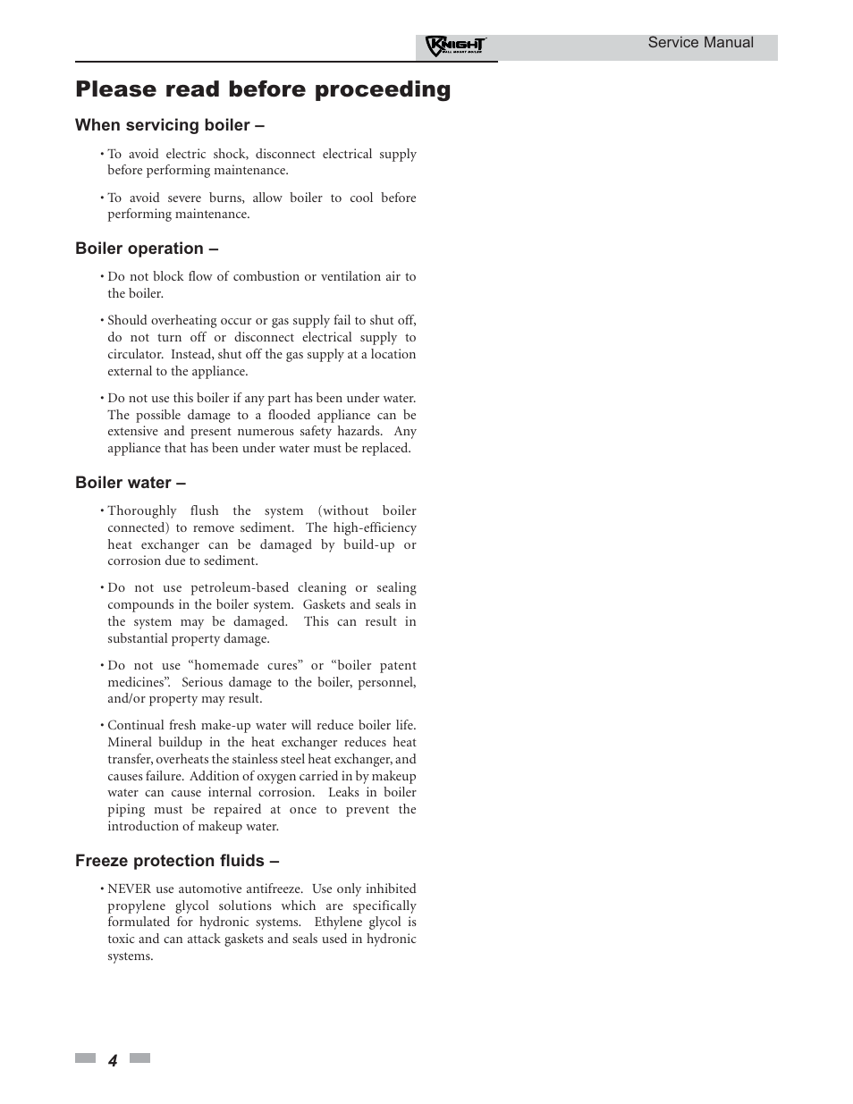 Please read before proceeding | Lochinvar KNIGHT 51-211 User Manual | Page 4 / 48