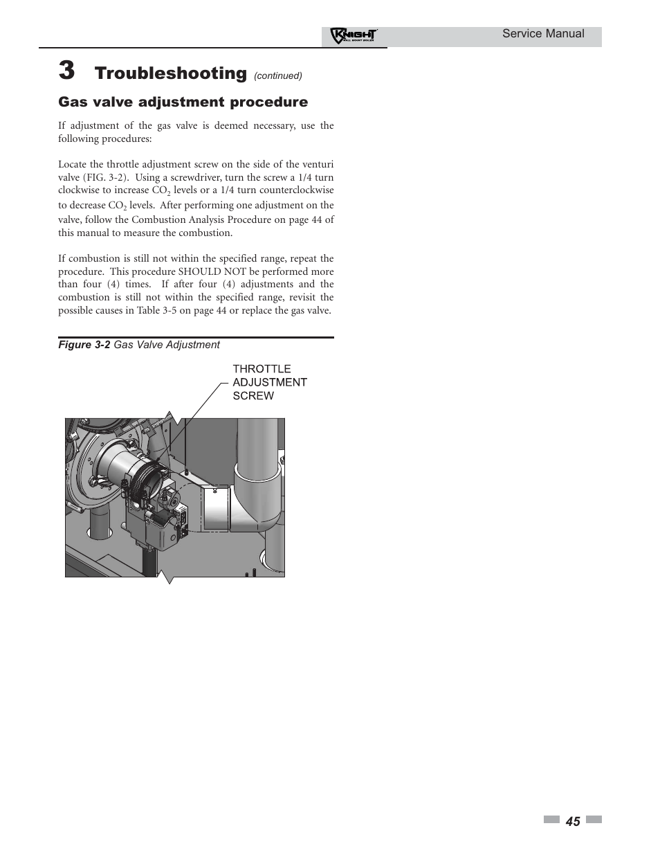 Troubleshooting | Lochinvar KNIGHT 51-211 User Manual | Page 45 / 48