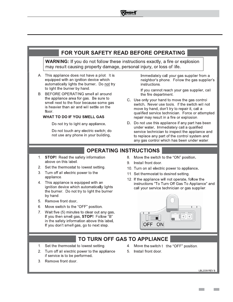 Operating instructions | Lochinvar WH 55 - 399 User Manual | Page 9 / 16