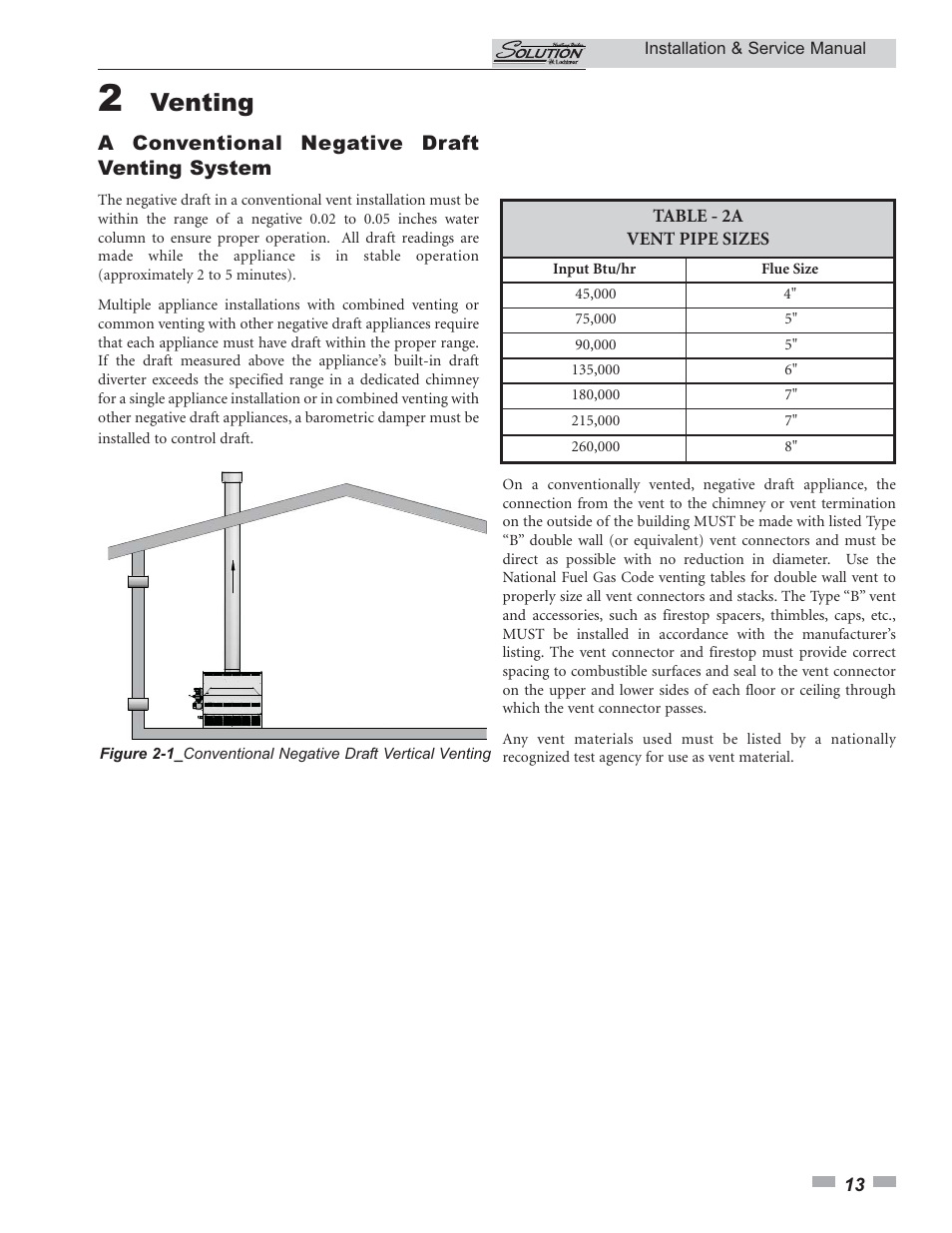 Venting, A conventional negative draft venting system | Lochinvar 45 User Manual | Page 13 / 52