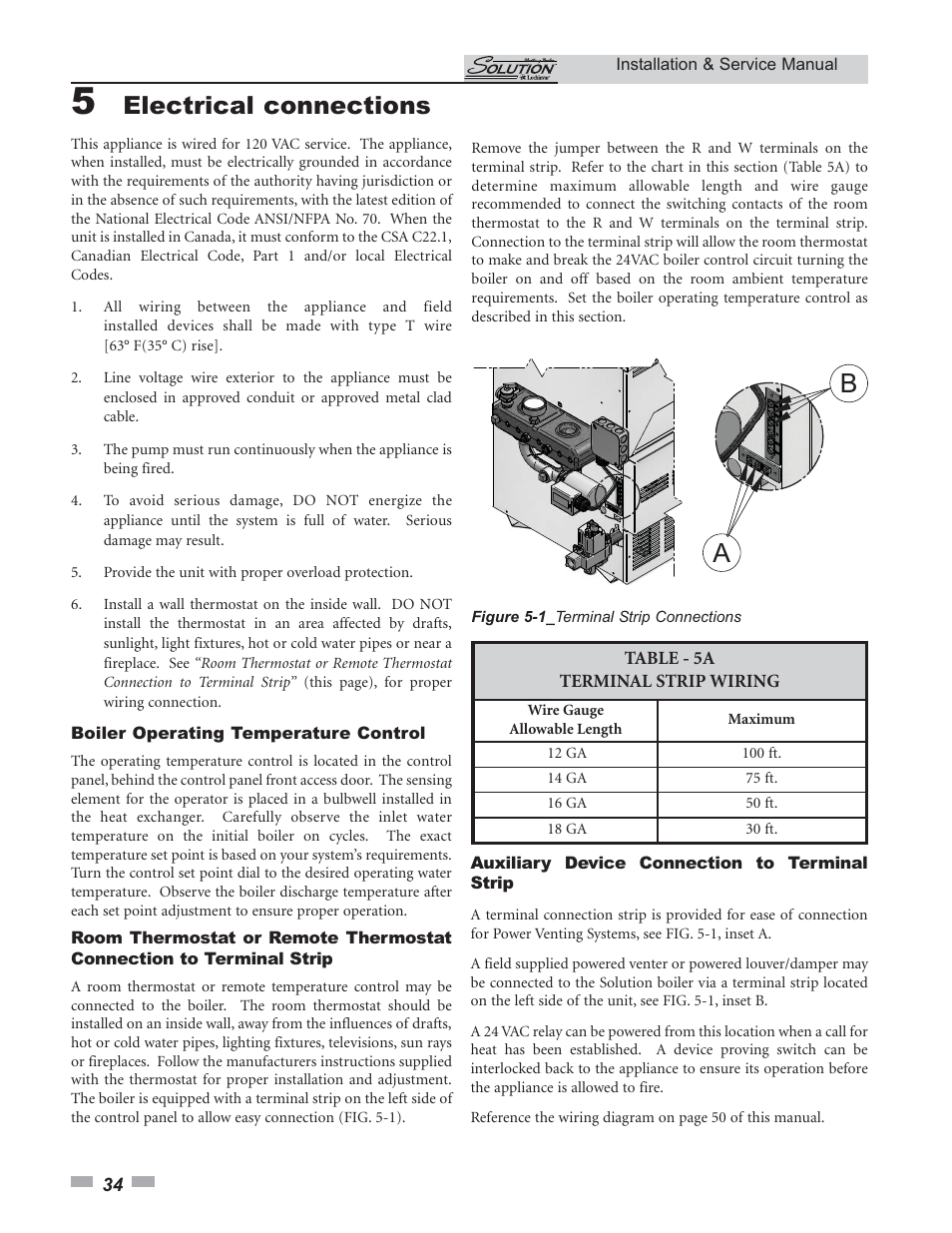 Electrical connections | Lochinvar 45 User Manual | Page 34 / 52