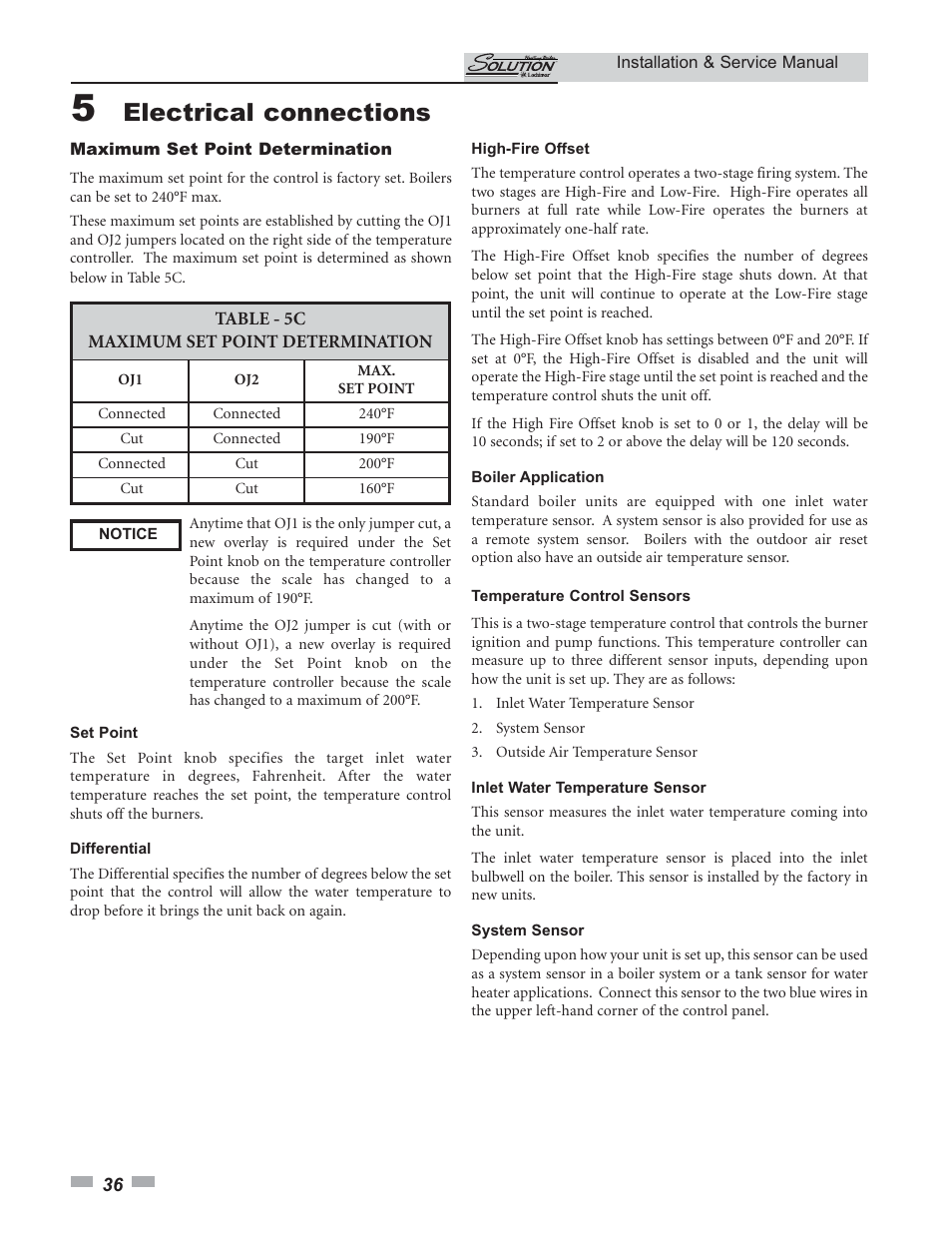 Electrical connections | Lochinvar 45 User Manual | Page 36 / 52