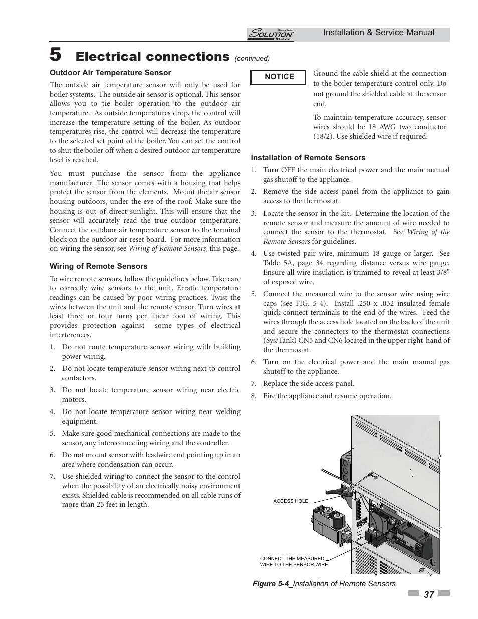 Electrical connections | Lochinvar 45 User Manual | Page 37 / 52