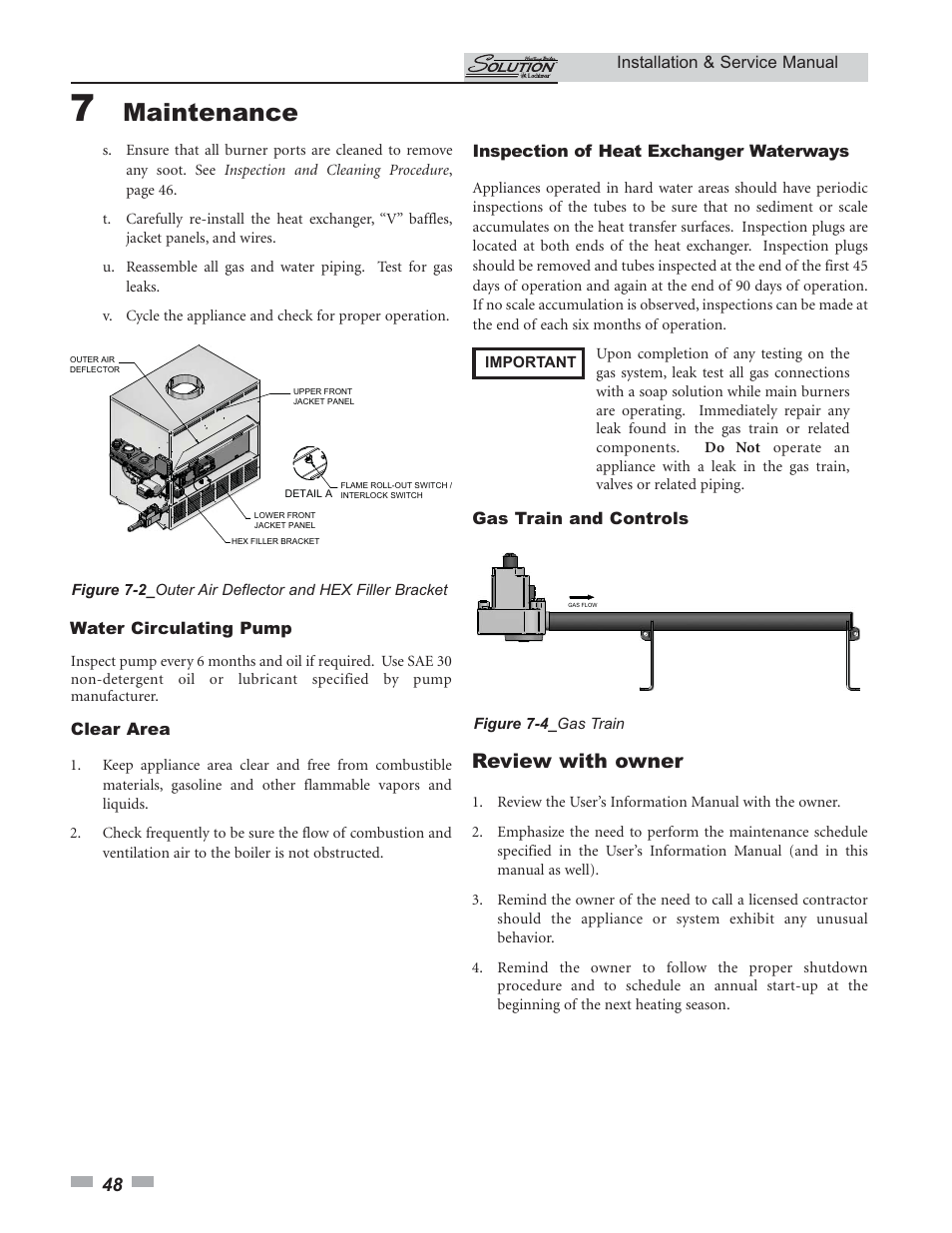 Maintenance, Review with owner | Lochinvar 45 User Manual | Page 48 / 52