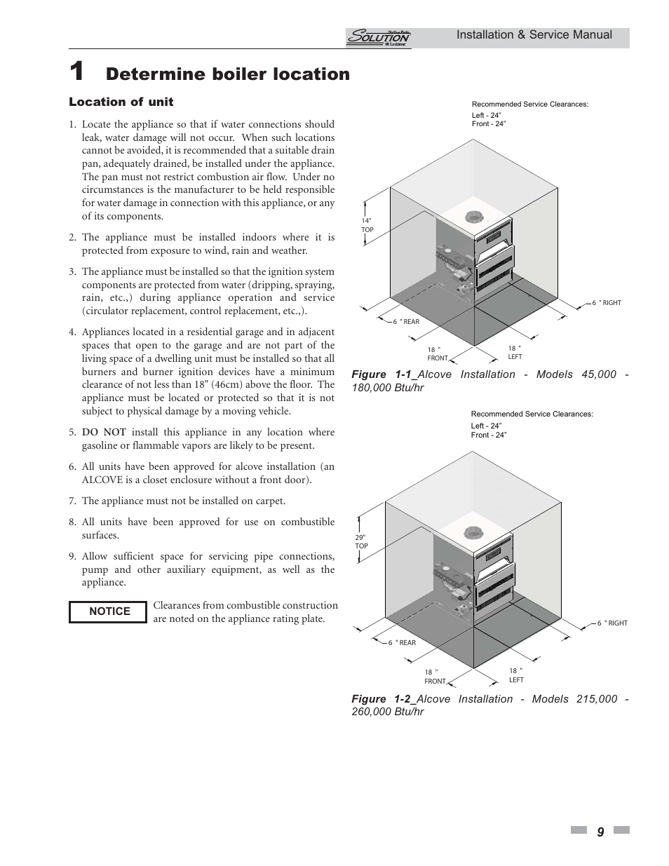 Determine boiler location | Lochinvar 45 User Manual | Page 9 / 52
