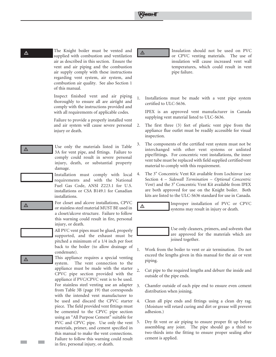 General, Venting, Install vent and combustion air piping | Requirements for installation in canada | Lochinvar 81 - 286 User Manual | Page 16 / 80