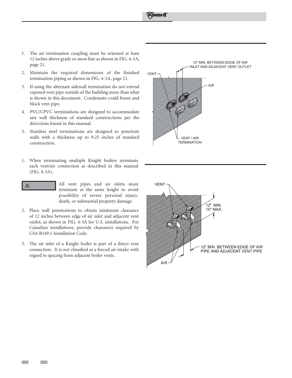Sidewall direct venting | Lochinvar 81 - 286 User Manual | Page 24 / 80