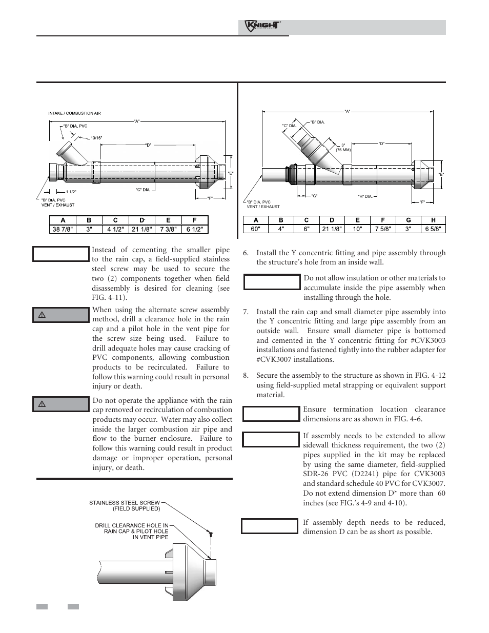 Sidewall direct venting, Sidewall termination – optional concentric vent | Lochinvar 81 - 286 User Manual | Page 26 / 80