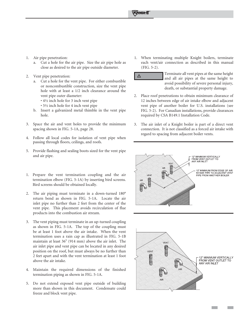 Vertical direct venting, Vent/air termination – vertical | Lochinvar 81 - 286 User Manual | Page 29 / 80