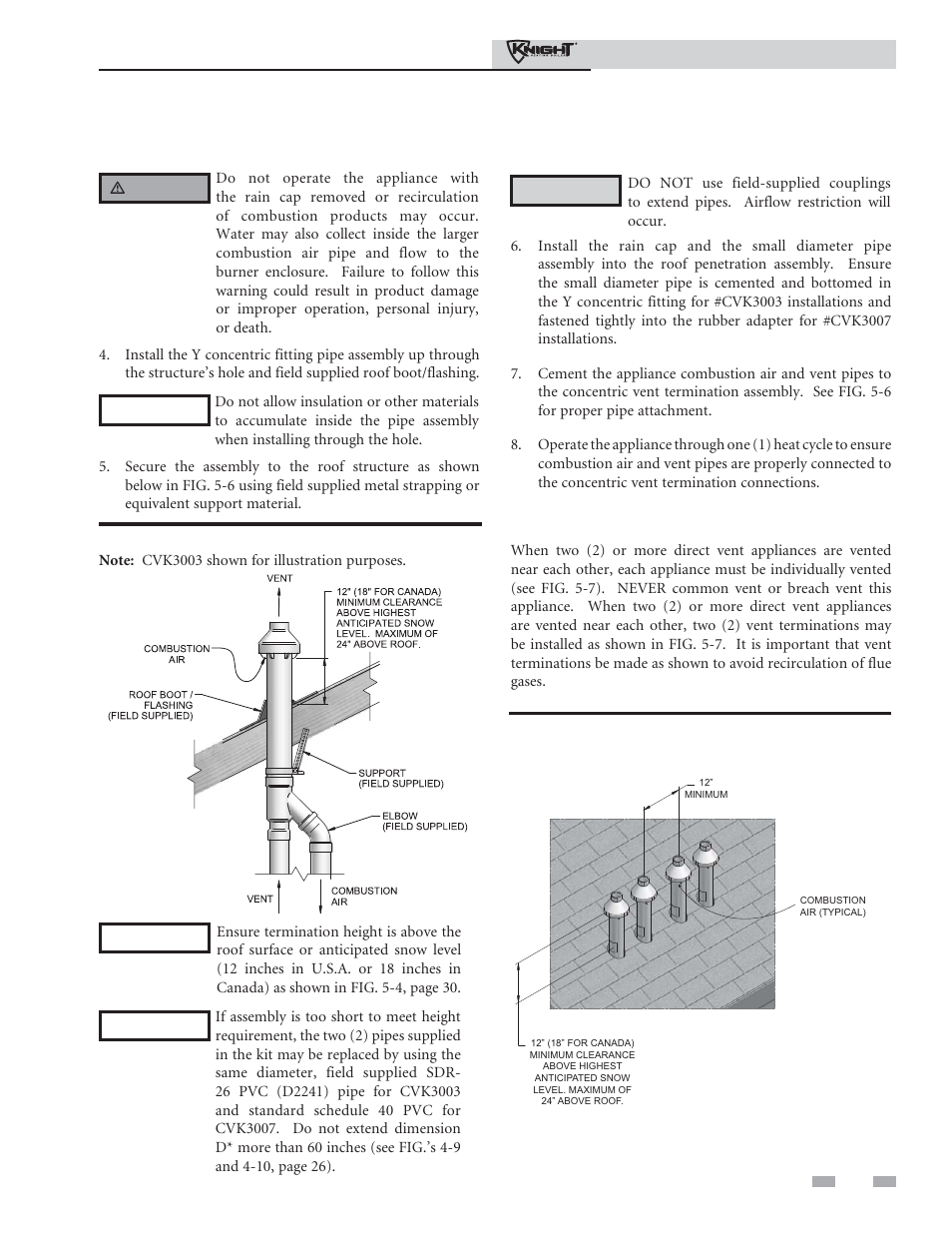 Vertical direct venting, Vertical termination – optional concentric vent | Lochinvar 81 - 286 User Manual | Page 31 / 80