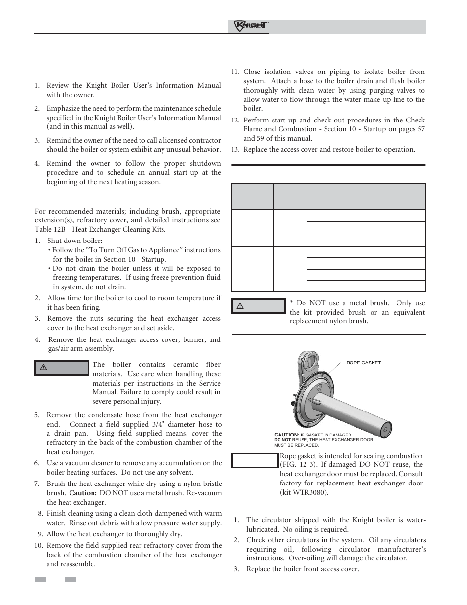 Maintenance, Review with owner, Oiled bearing circulators | Cleaning boiler heat exchanger | Lochinvar 81 - 286 User Manual | Page 76 / 80