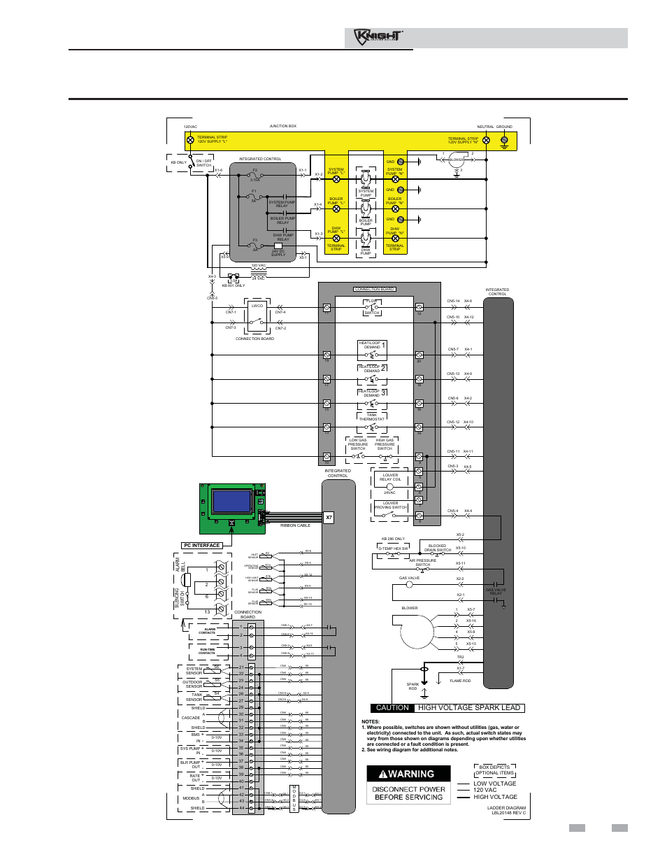 Diagrams, Installation & operation manual, Figure 13-1 ladder diagram | Caution high voltage spark lead | Lochinvar 81 - 286 User Manual | Page 77 / 80