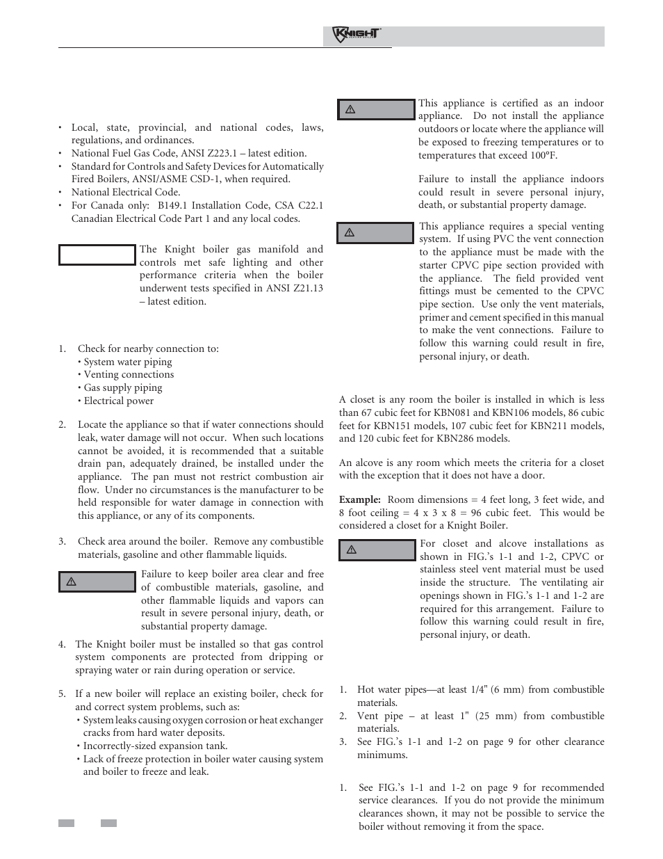 Determine boiler location | Lochinvar 81 - 286 User Manual | Page 8 / 80