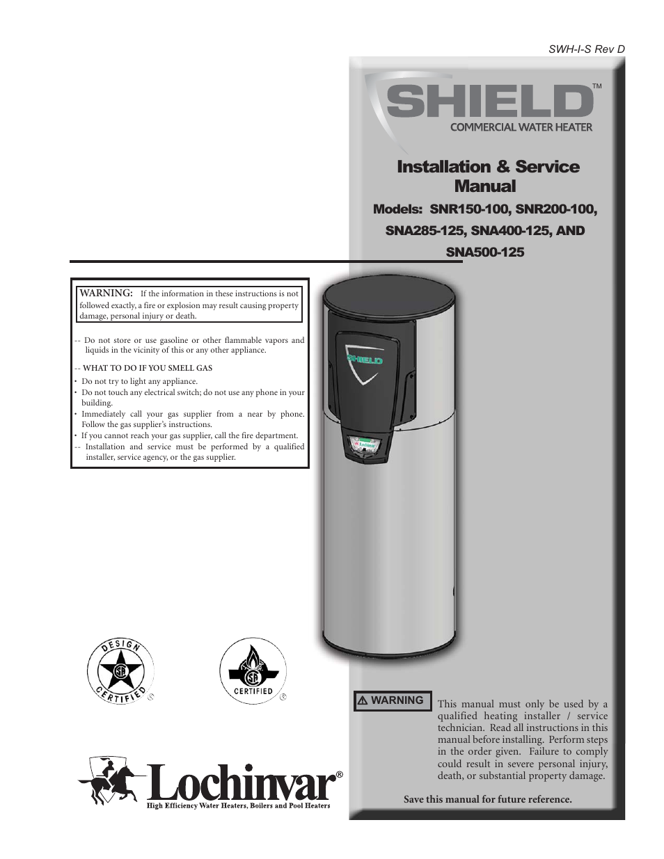 Lochinvar Shield SNA285-125 User Manual | 72 pages