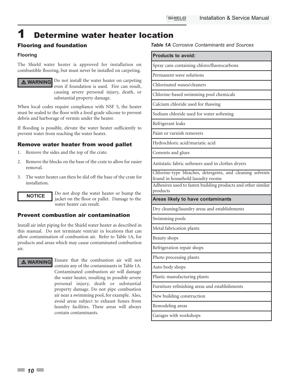 Determine water heater location | Lochinvar Shield SNA285-125 User Manual | Page 10 / 72