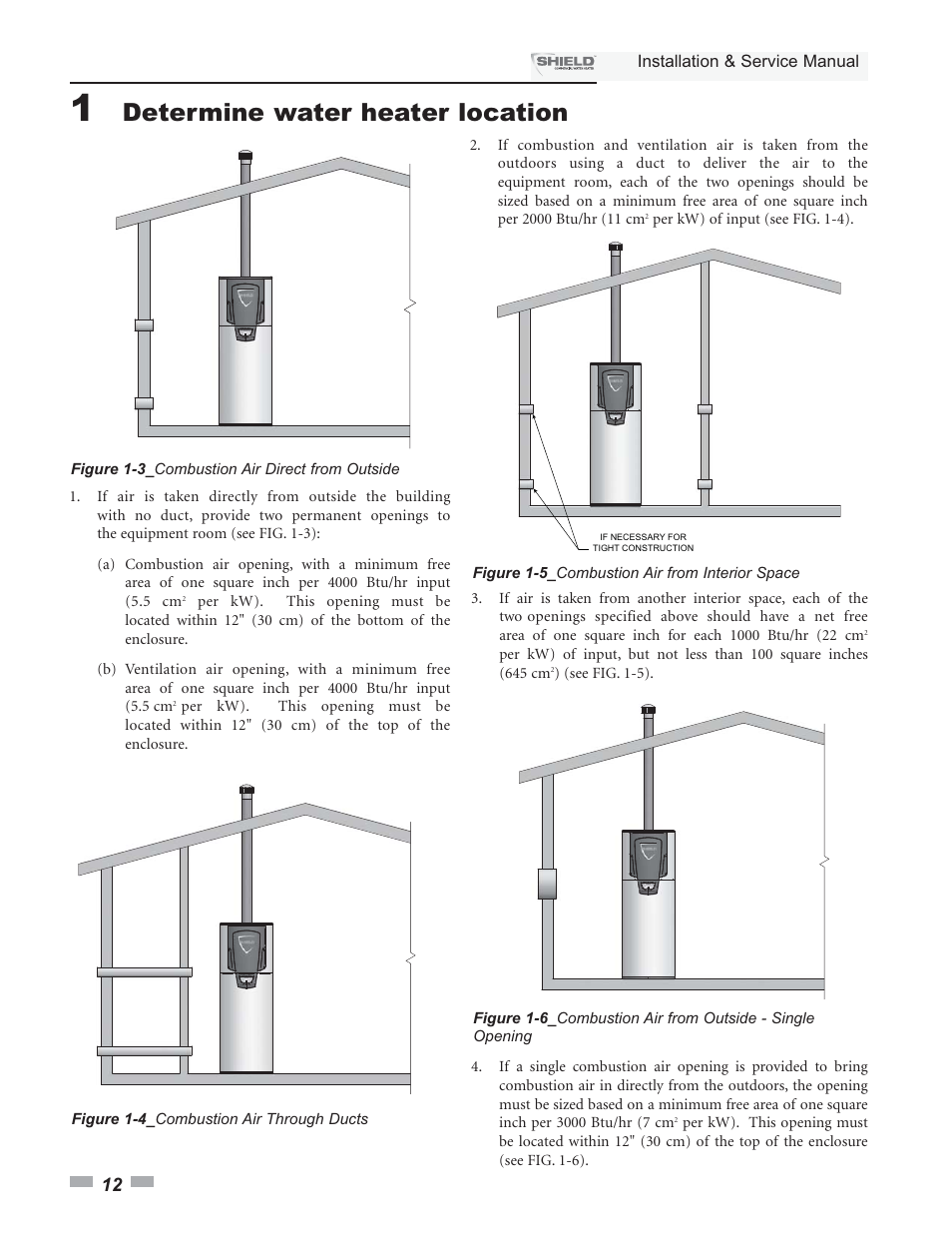 Determine water heater location | Lochinvar Shield SNA285-125 User Manual | Page 12 / 72