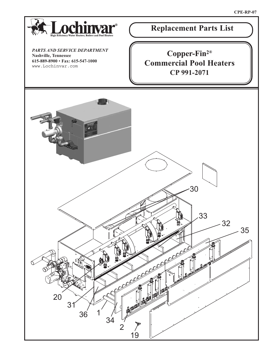 Lochinvar Copper-Fin2 CP 991-2071 User Manual | 4 pages