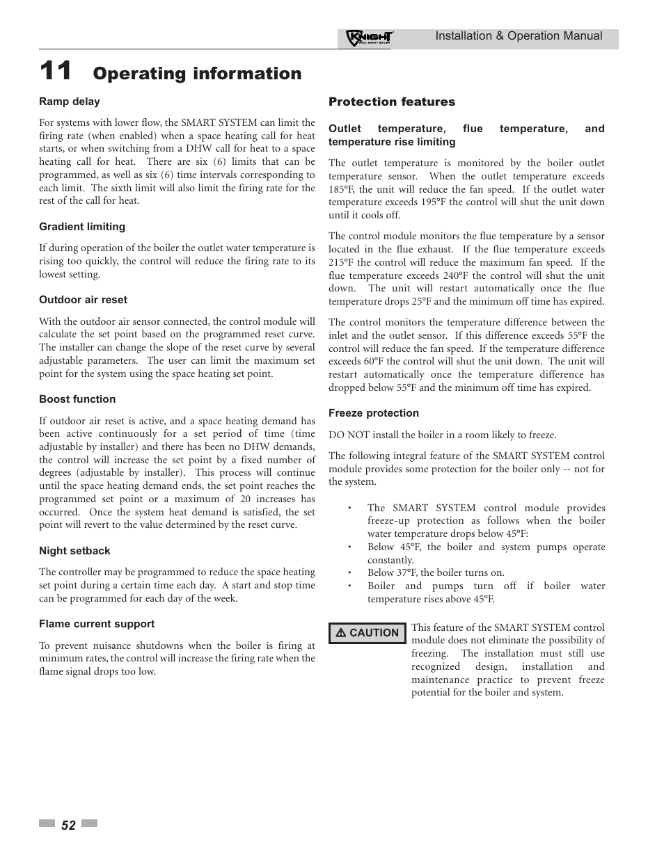 Operating information | Lochinvar Knight 50-210 User Manual | Page 52 / 68