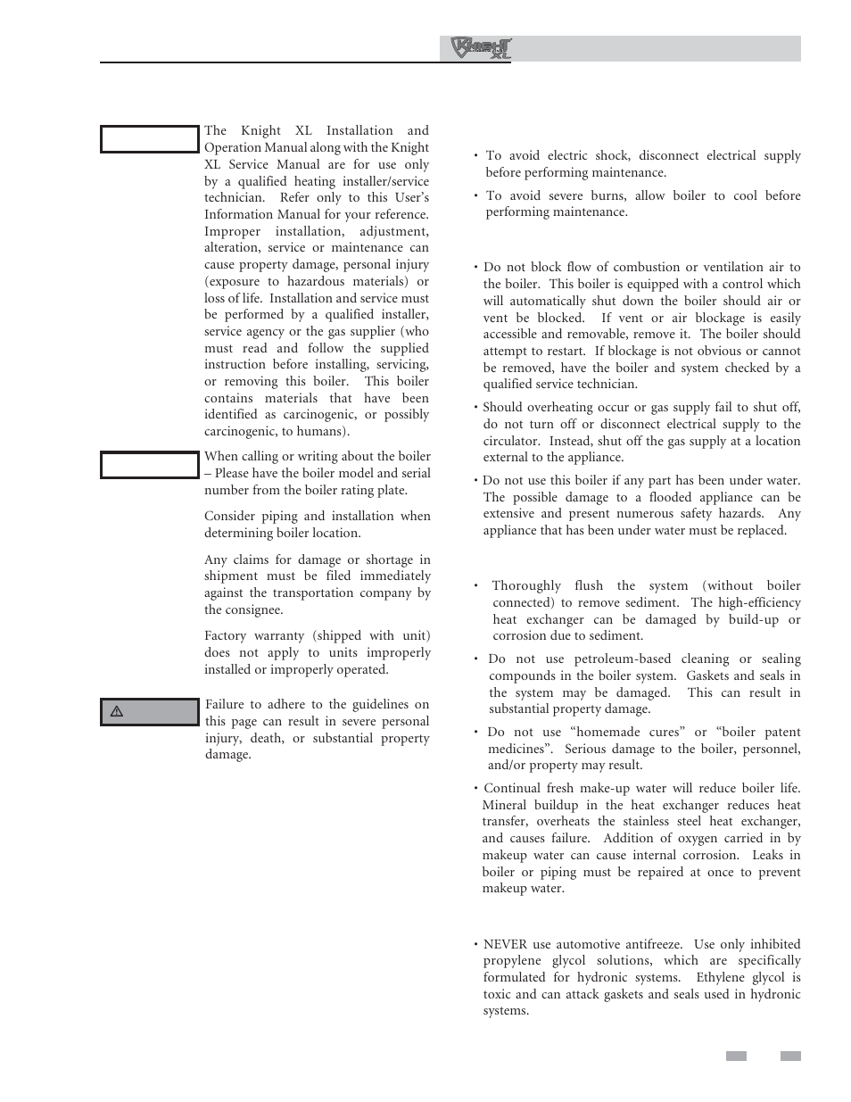 Please read before proceeding | Lochinvar KNIGHT XL 400 User Manual | Page 3 / 16