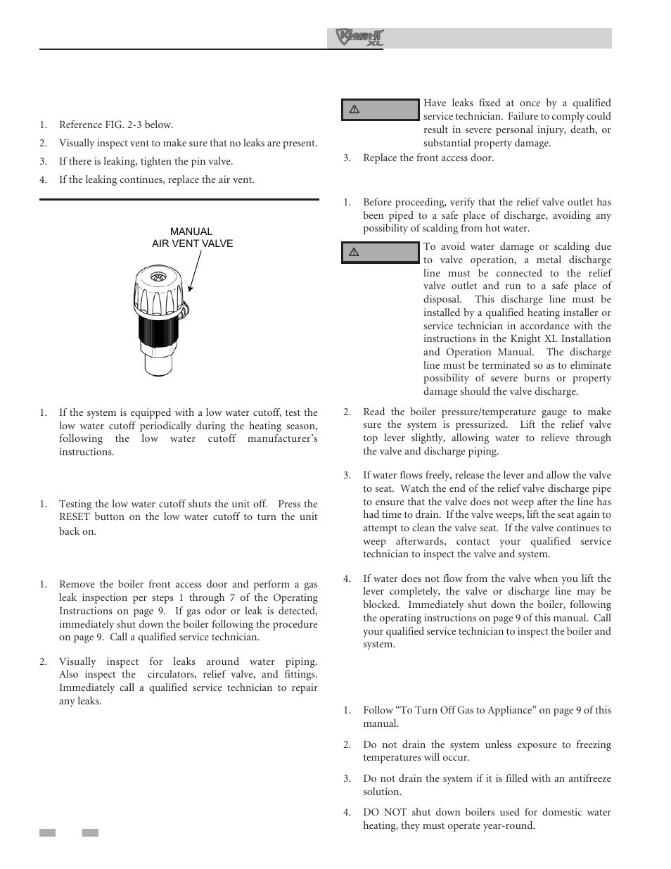 Maintenance schedule | Lochinvar KNIGHT XL 400 User Manual | Page 8 / 16