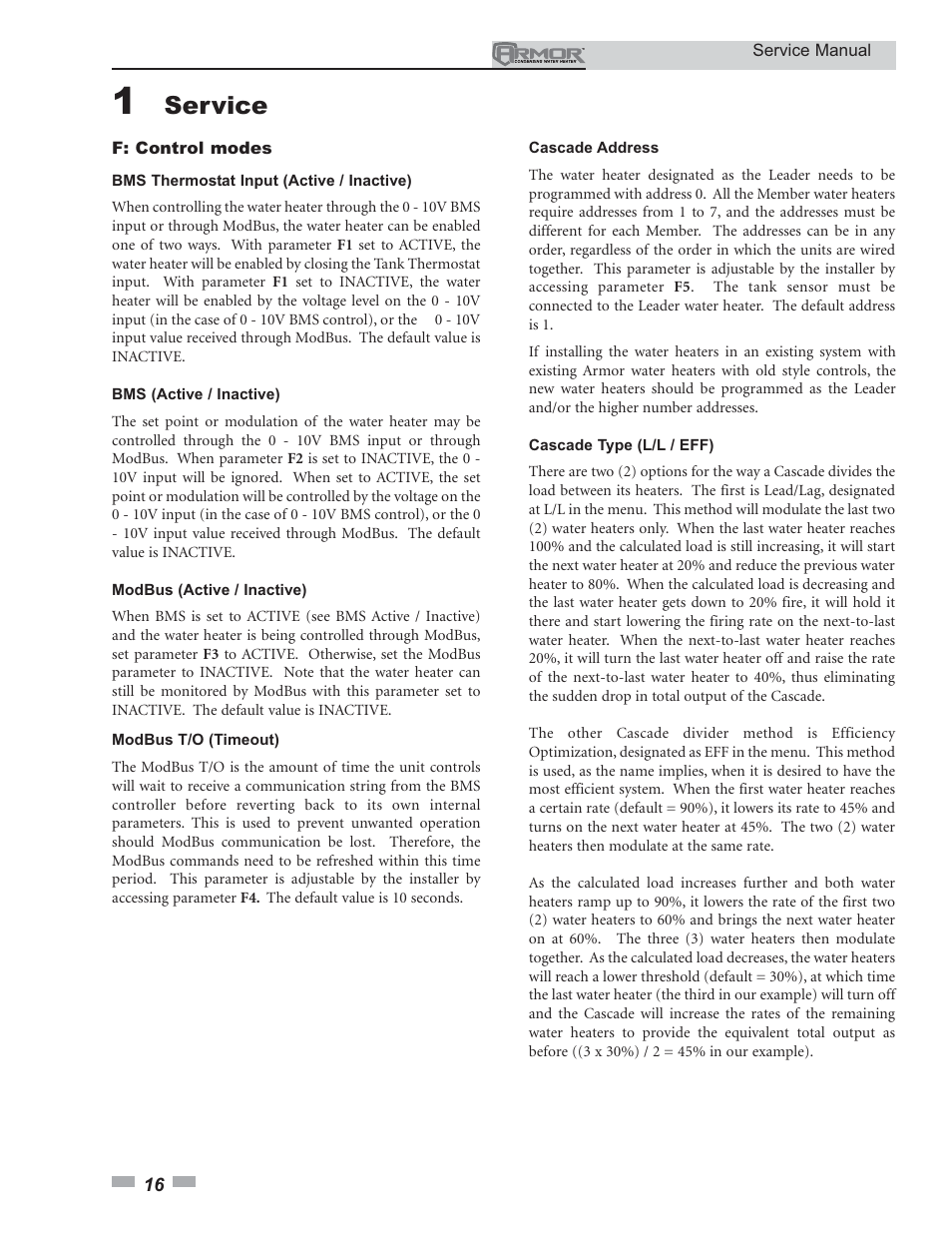 Service | Lochinvar ARMOR 151 - 801 User Manual | Page 16 / 40