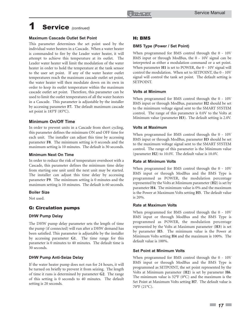 Service | Lochinvar ARMOR 151 - 801 User Manual | Page 17 / 40